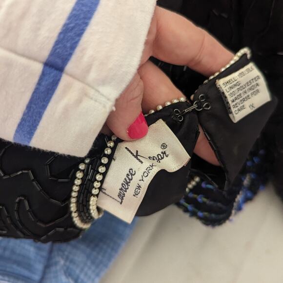 Vintage Women's Peacock 1X Elegant Black Beaded Women's Top Blouse Art to Wear - Picture 5 of 9